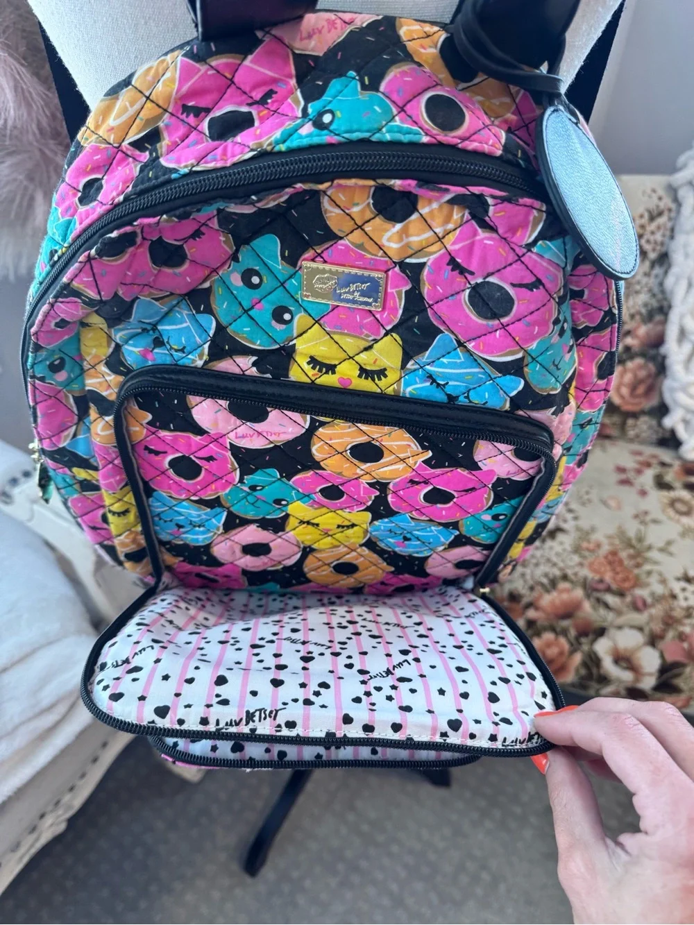 Luv Betsey Donut Cat Backpack Purse Like New